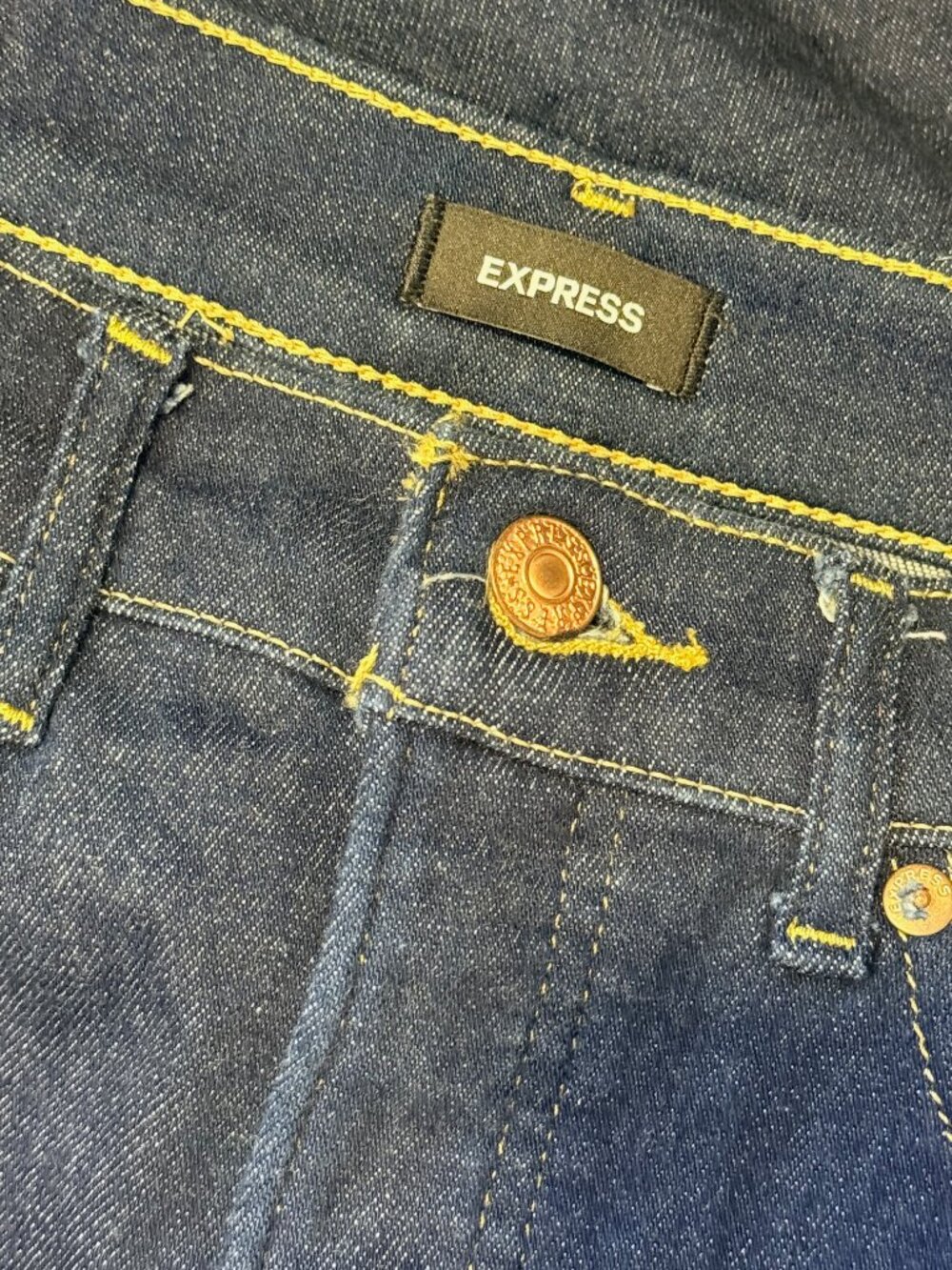 Express Slim Super High Rise Dark Blue Denim Jeans - Picture 5 of 5